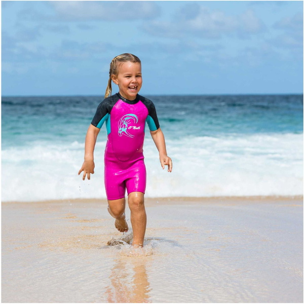 2026 O'Neill Enfants Reactor 2mm Back Zip Shorty Combinaison N&eacute;opr&egrave;ne 4867G - Berry / Aqua / Graphite
